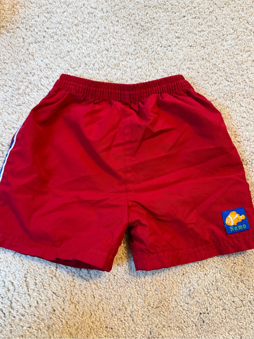 Disney Red Boys Swim Trunks with Nemo Patch